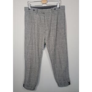 Diesel Ankle Pants Mens 32 Wool Blend Houndstooth Button Cuff Gray